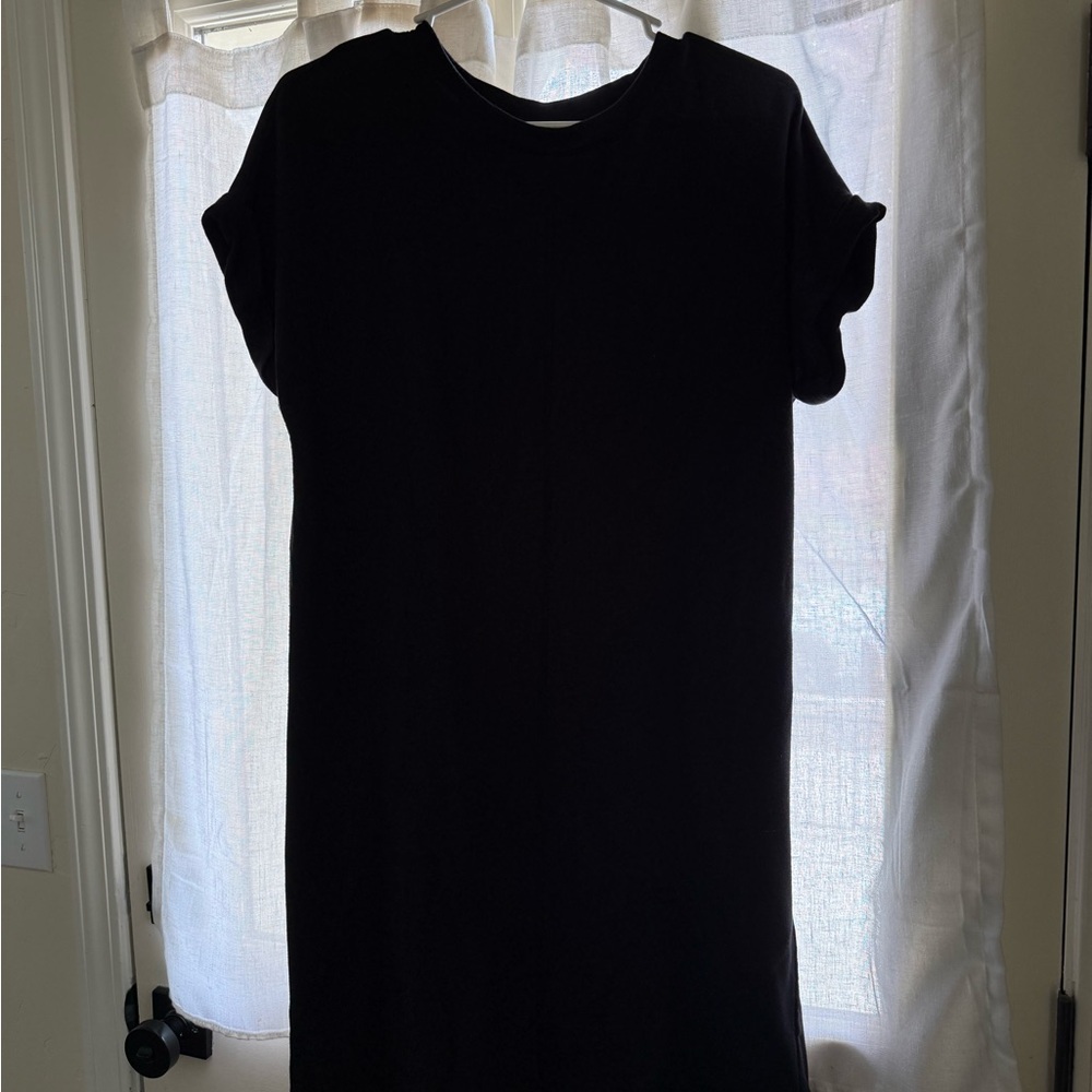 Lou & Grey Black Casual Cuffed Sleeve Midi Dress